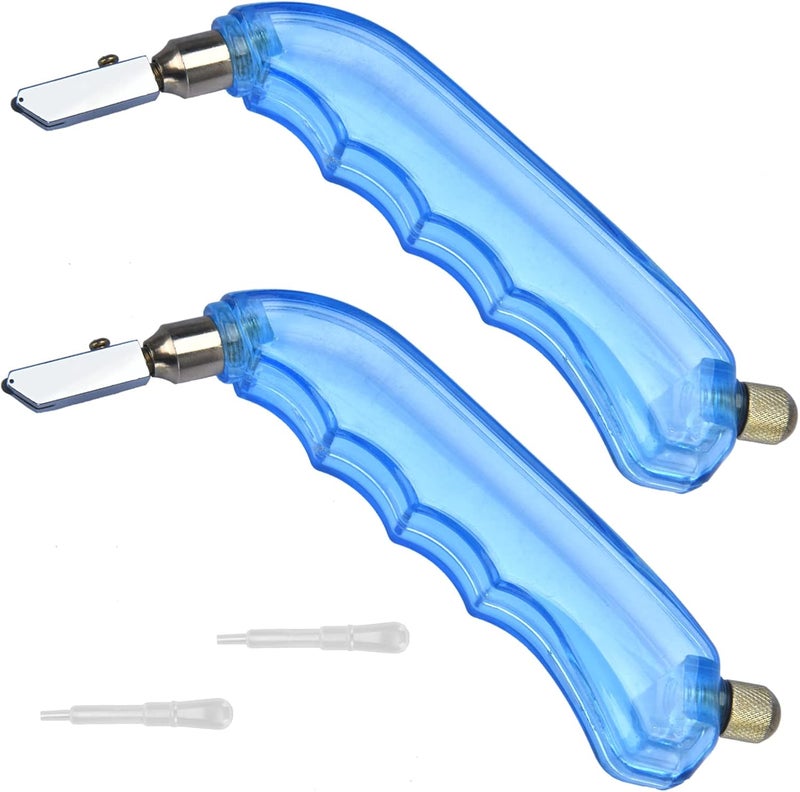 HTINXED Store 2 Pack Pistol Grip Oil Feed Glass Cutter - Heavy Duty Perfect for Cutting, Window Panes, Mirrors, Shelves, Scoring Glass Bottles and More - Image 1